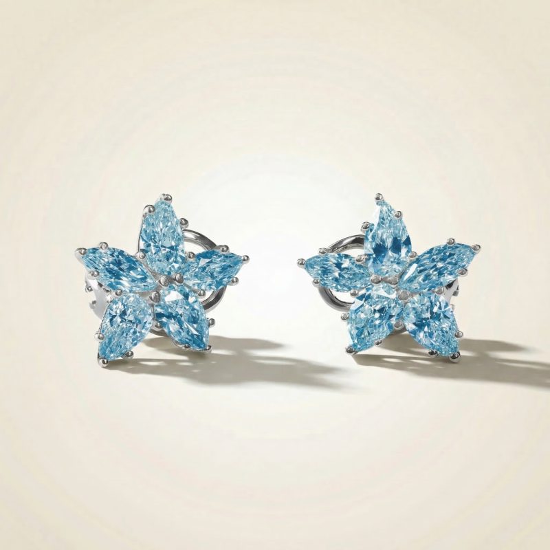 blue flowers earrings — aesthetic