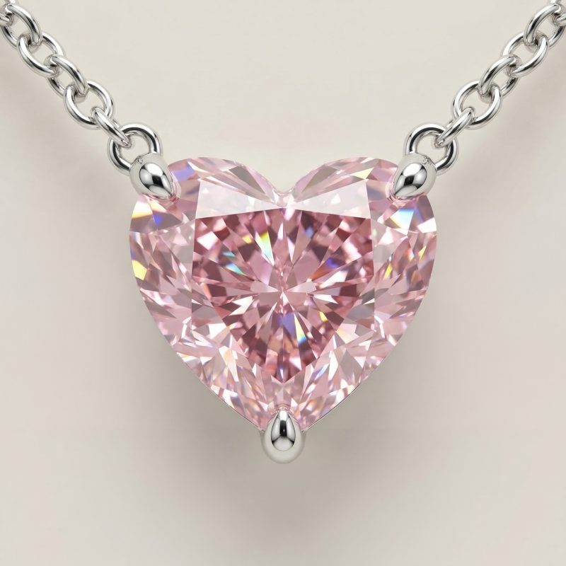 necklace pink heart — aesthetic